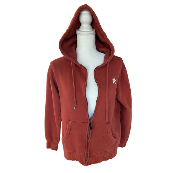 Hydro Flask Womens Burnt Orange Zip Up Hooded Jacket Size Medium Relaxed Fit - Picture 2 of 11